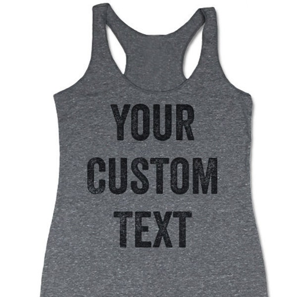 Custom Tank Tops for Women. Personalized Racerback Triblend Workout Tank Top. Custom Marathon Running Tank.