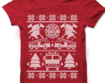 Firefighter Christmas T Shirt | Cool Firefighter Gift | Firefighter Shirt | Christmas Shirts Tshirt Tee | Xmas Gift Ideas