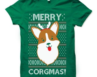 Merry Corgmas T-Shirt. Corgi Christmas Shirt.