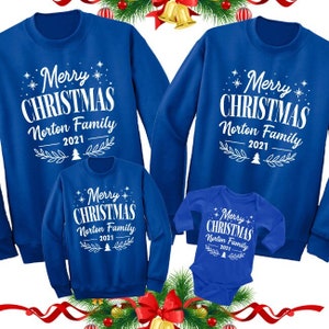 Blue Christmas Family Shirts. Awesome Family Christmas Sweater Sweatshirt. Matching Christmas Outfit for the Whole Family.