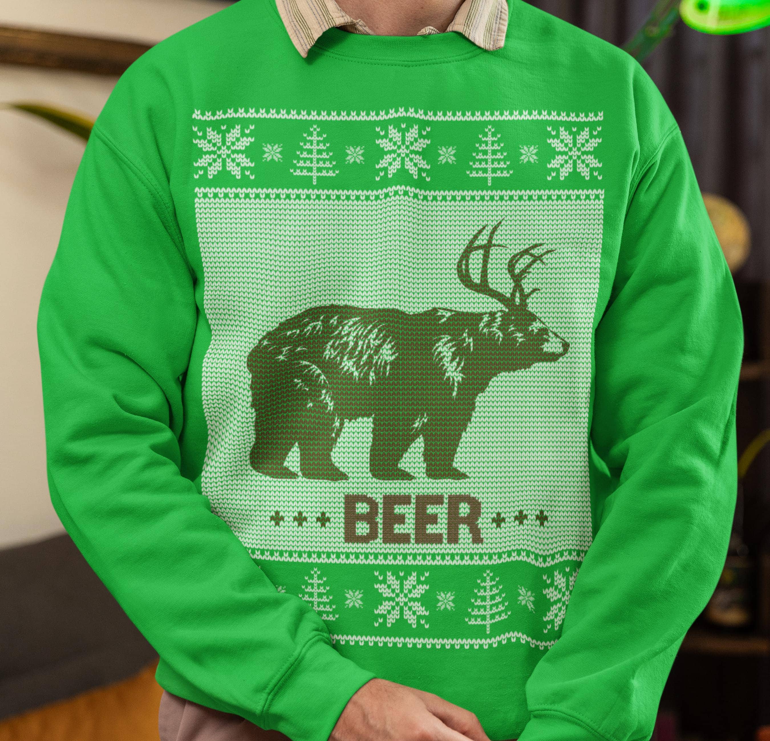 Santa Bear Green Dolman Santa Bear Green Dolman