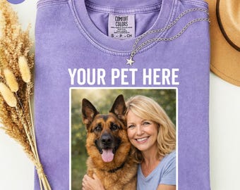 Comfort Colors® Custom Dog Photo Shirt, Personalized Pet Picture T-Shirt, Upload Your Dog Photo Tee, Dog Lover Gift, Custom Pet Portrait