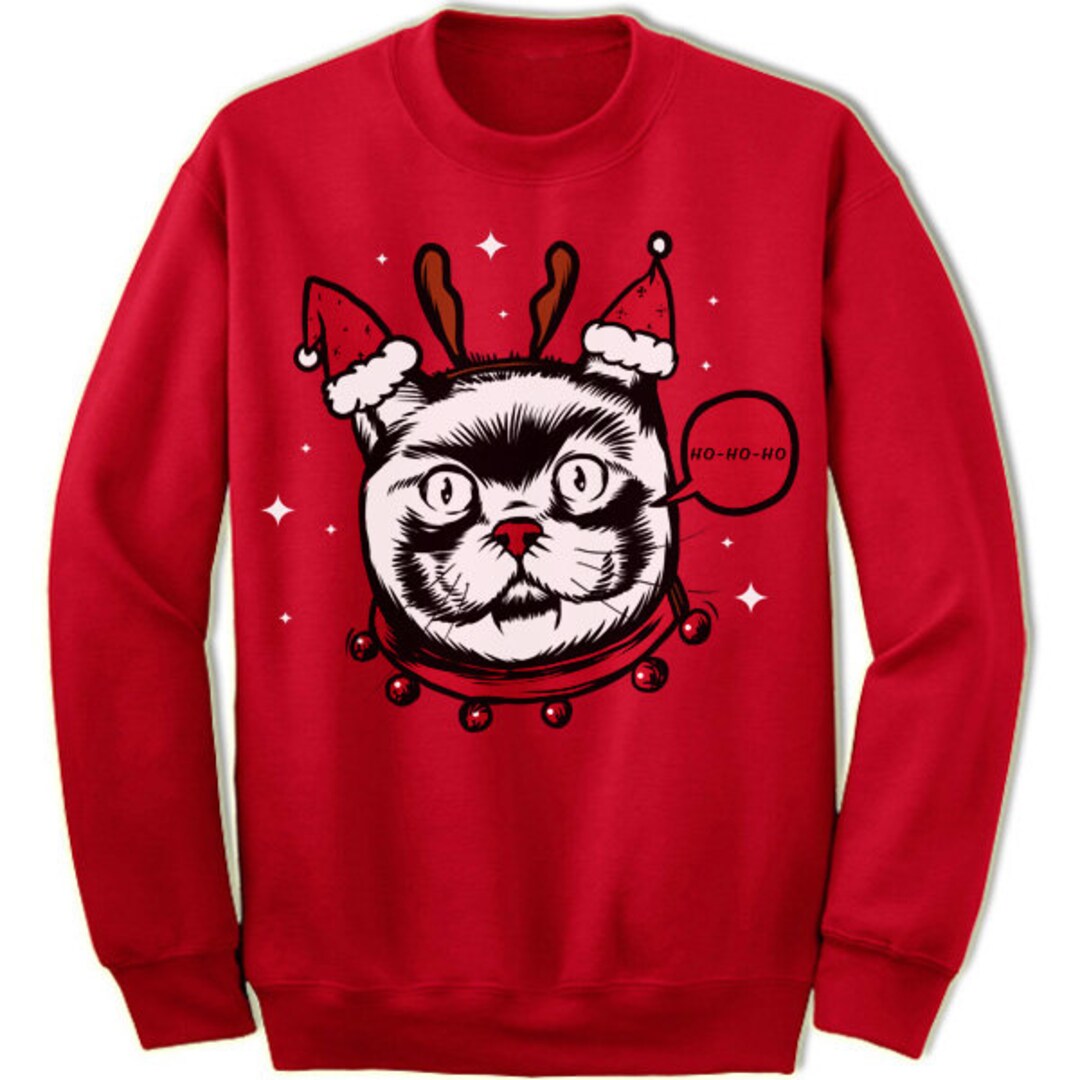 Weird Crazy Cat Christmas Sweater Sweatshirt Christmas Gift Etsy