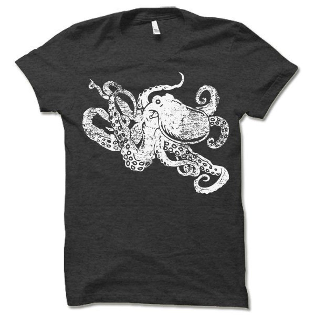 Retro Vintage Style Octopus Tshirt. Cool Octopus Shirt. Etsy