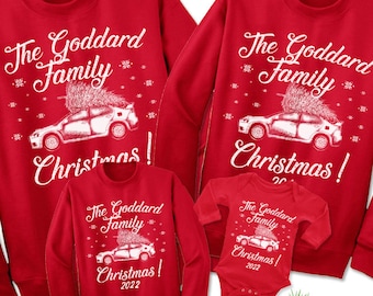 Funny Family Christmas Vacation Sweatshirts Sweaters. Matching Custom Family Car Christmas Shirts. Youth Toddler Shirts Kids Baby Bodysuits.