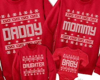 Family Christmas Sweatshirts | Daddy Mommy Christmas Shirts | Kids Toddler Youth Christmas Sweaters | Matching Christmas Sweater