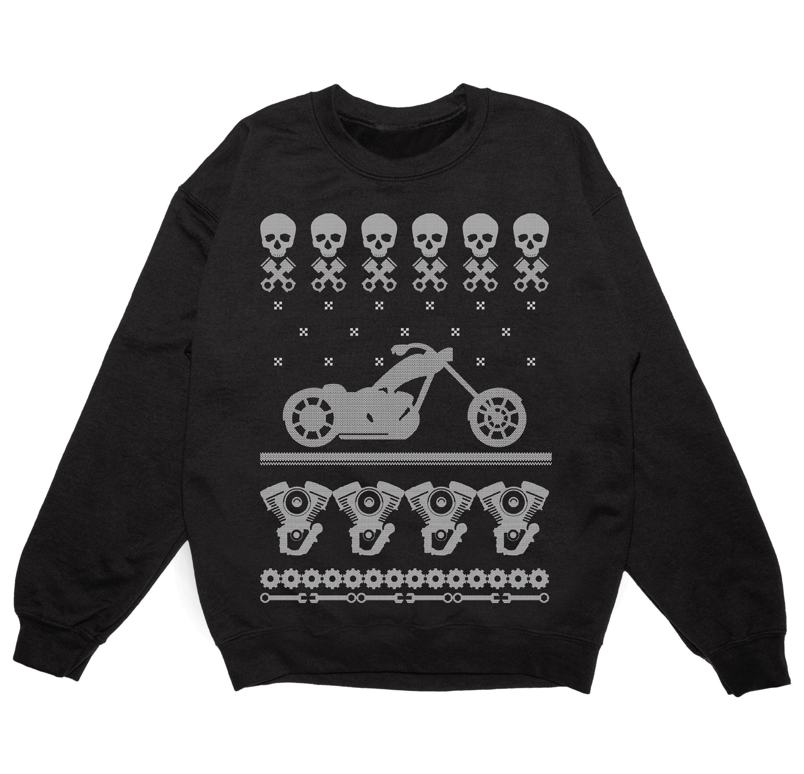 Sweat à Capuche Homme Noël Motif Père Noël Motard 3D - Pull De Noël Humoristique Et Décalé (Rouge, Vert, Bleu)