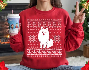 Pomeranian Christmas Sweater: Cute Dog Lover Holiday Sweatshirt, Funny Pomeranian Ugly Xmas Sweater