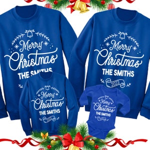 Custom Family Name Christmas Sweatshirt, Matching Christmas Sweaters, Fun Family Vacation Shirts, Christmas Vacation Matching Outfits