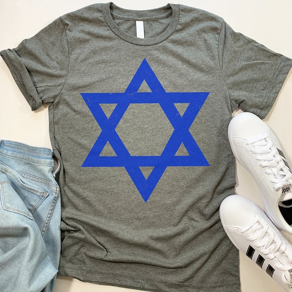Distressed Blue Green Jewish Star Of David Graphic Tee Shirt Distressed Blue Green Jewish Star Of David Graphic Tee Shirt
