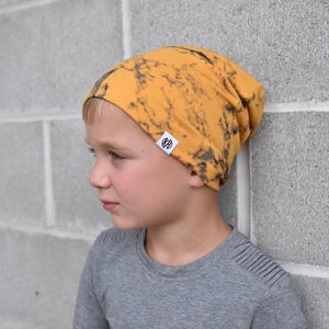 Mustard marble beanie/ Boy boy slouchy beanie/ baby slouchy beanie/ slouchy beanie/ toddler beanie/ hipster hat/ kids slouchy beanie/ image 3