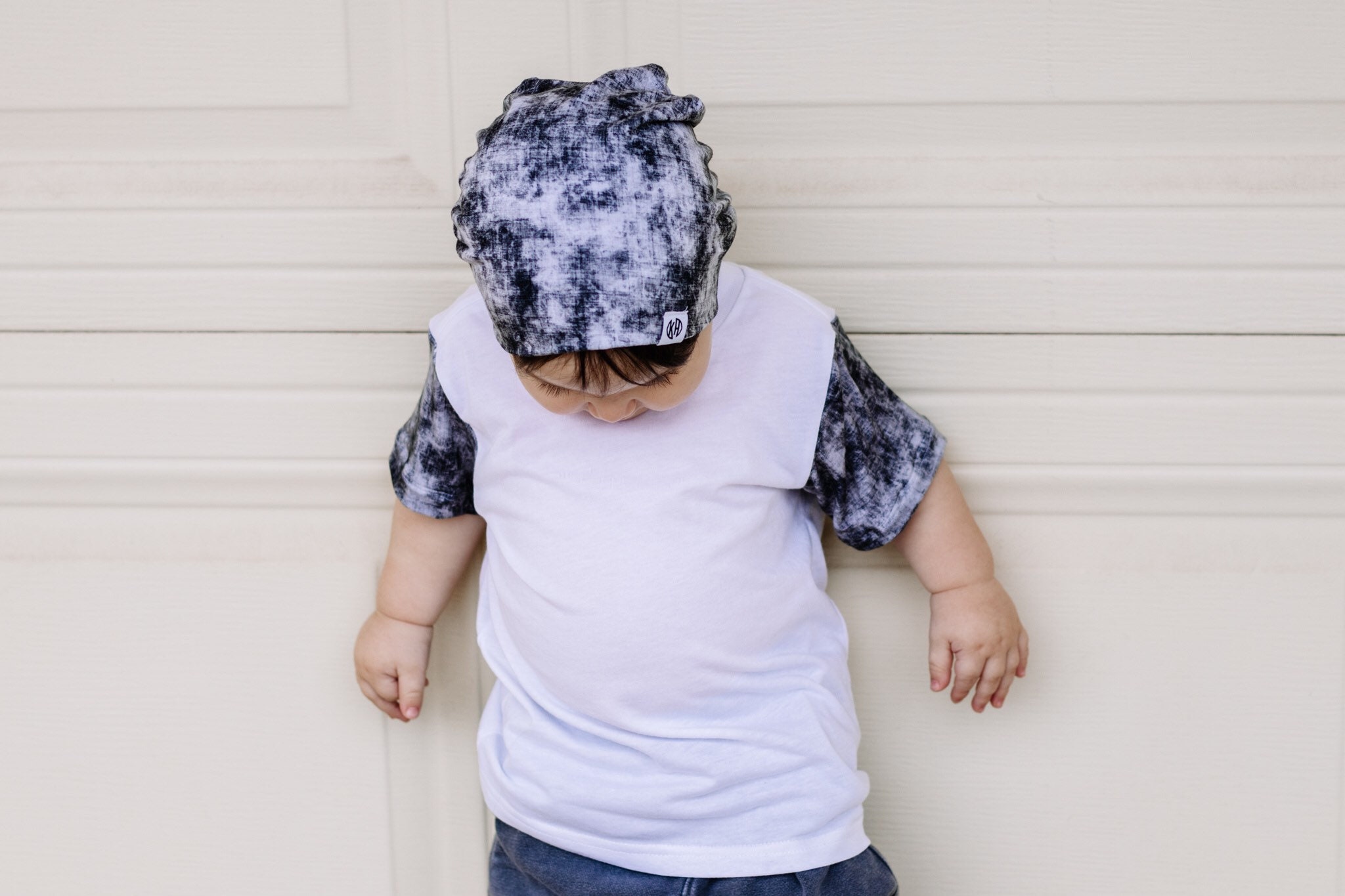 Acid wash beanie/ black slouchy beanie/ baby boy slouchy Etsy