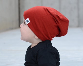 Boy slouchy beanie/ brick red slouchy beanie/ baby slouchy beanie/ toddler hat/ kid beanie/ hipster beanie/ slouchy toddler hat/ orange hat/