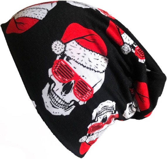 Santa Skull Beanie/ Baby Boy Slouchy Beanie/ Christmas Hat/ Gift