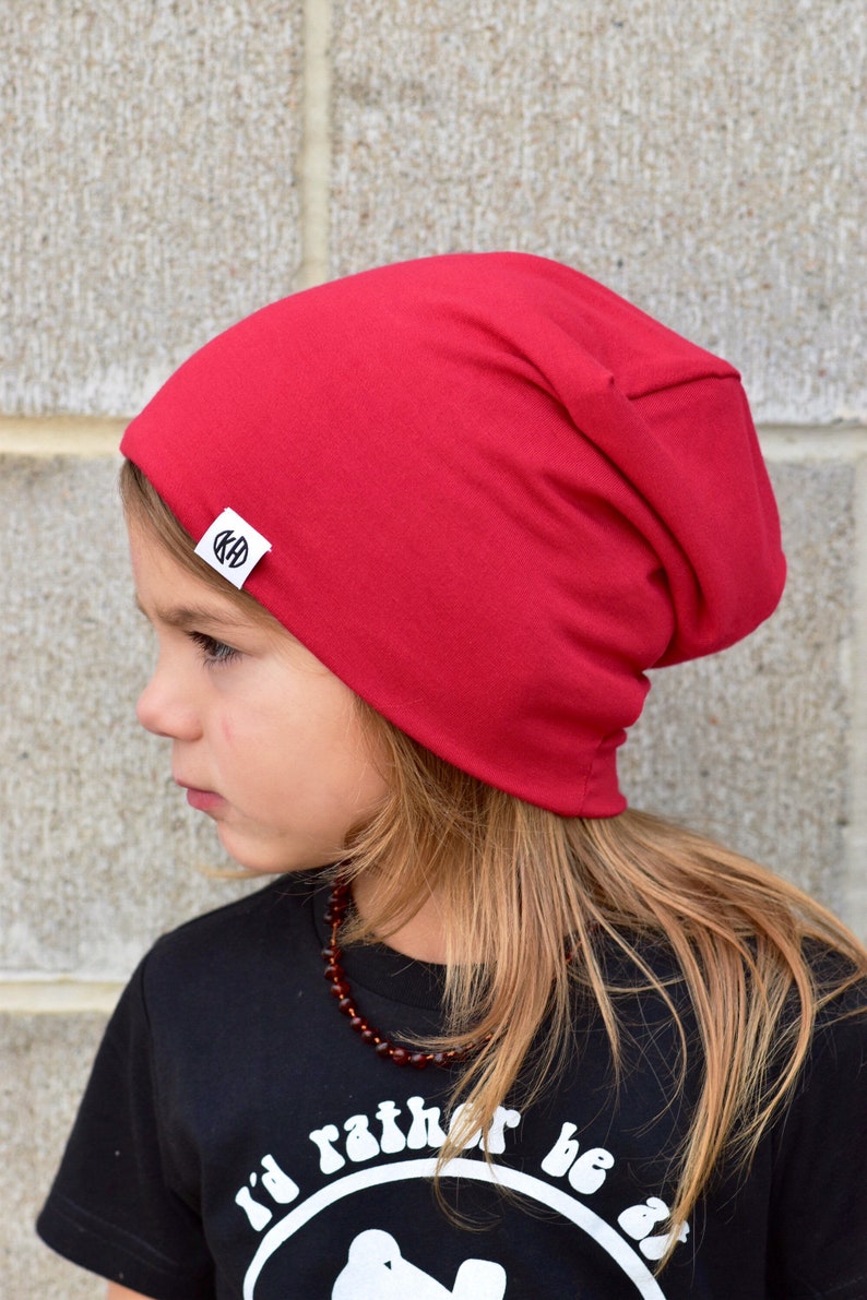 Baby red beanie/ baby slouchy beanie/ hipster hat/ hipster baby clothes/ kids valentines/ baby boy/ toddler clothes/ boy slouchy beanie/ image 1