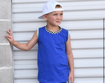 Kid top/ street style tank/ boy tank/ girl tank/ hipster/ blue shirt/ toddler clothes/ kid clothes/ summer clothes/