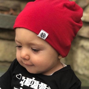 Baby red beanie/ baby slouchy beanie/ hipster hat/ hipster baby clothes/ kids valentines/ baby boy/ toddler clothes/ boy slouchy beanie/ image 4