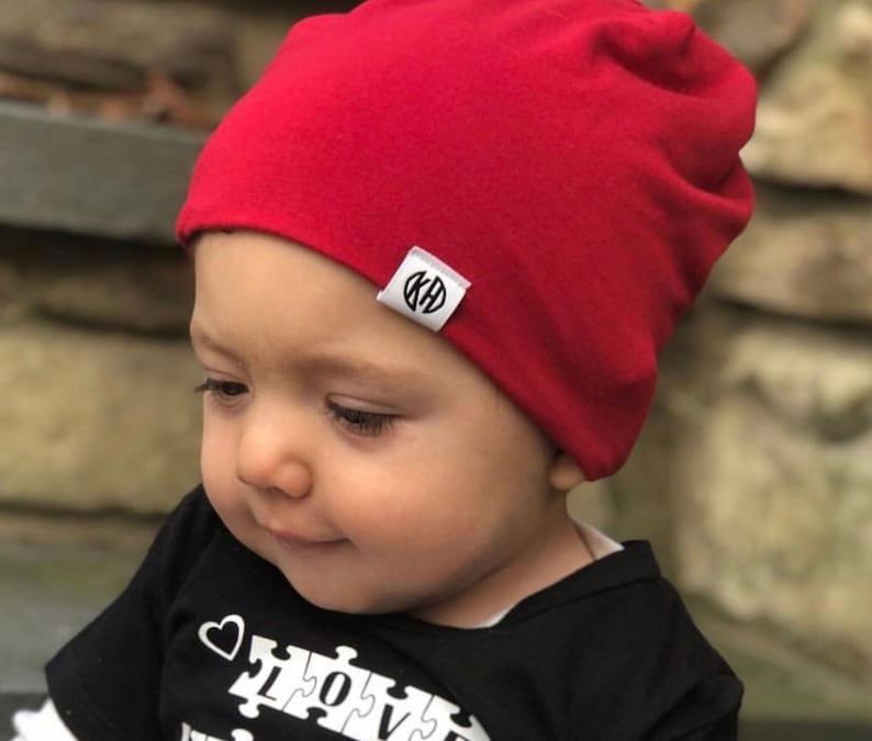 Baby red beanie/ baby slouchy beanie/ hipster hat/ hipster baby clothes/ kids valentines/ baby boy/ toddler clothes/ boy slouchy beanie/ image 4