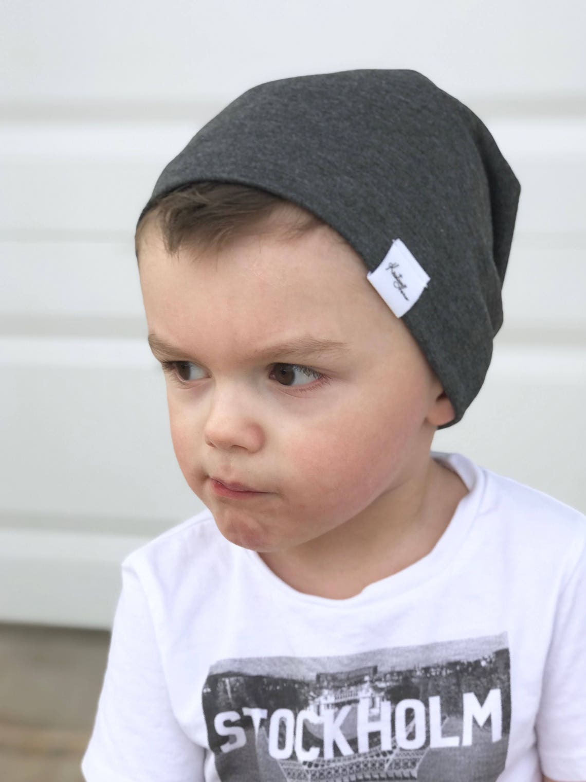 Grey Beanie/ Boy Slouchy Beanie/ Baby Slouchy Beanie/ Grey Etsy