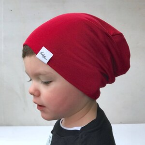 Baby red beanie/ baby slouchy beanie/ hipster hat/ hipster baby clothes/ kids valentines/ baby boy/ toddler clothes/ boy slouchy beanie/ image 3