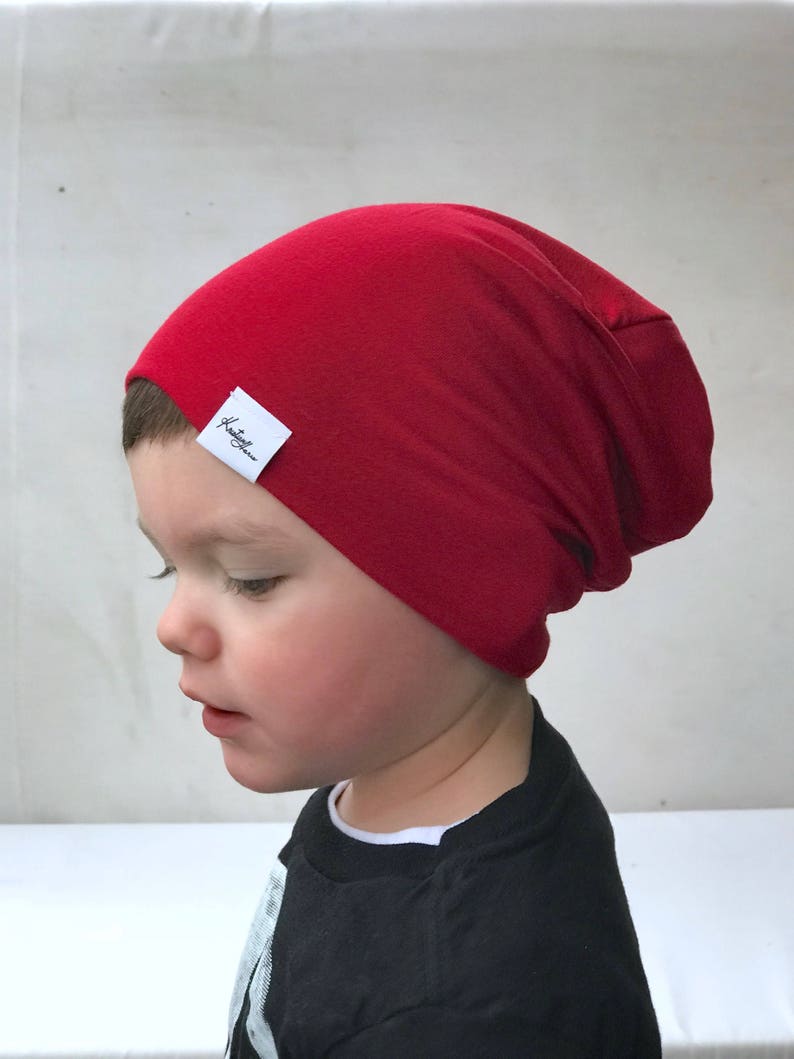 Baby red beanie/ baby slouchy beanie/ hipster hat/ hipster baby clothes/ kids valentines/ baby boy/ toddler clothes/ boy slouchy beanie/ image 3