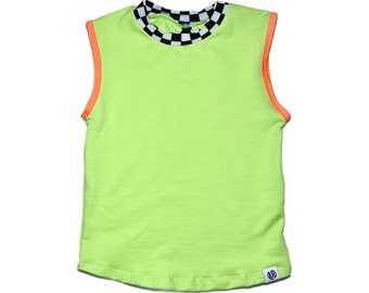 Kid top/ street style tank/ boy tank/ girl tank/ hipster/ neon yellow shirt/ toddler clothes/ kid clothes/ summer clothes/