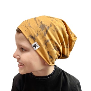 Mustard marble beanie/ Boy boy slouchy beanie/ baby slouchy beanie/ slouchy beanie/ toddler beanie/ hipster hat/ kids slouchy beanie/ image 1