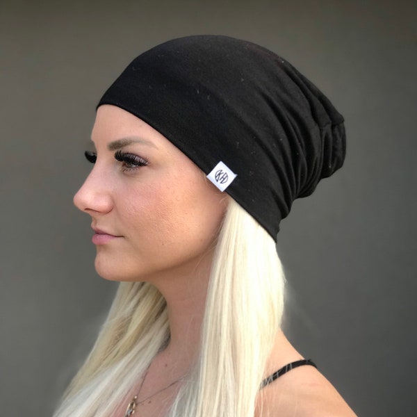 Black adult beanie/ unisex beanie/ hat  for men/ hat for woman/ black slouchy beanie/ adult fashion/ gifts under 20/