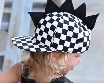 Checker spiked hat/ baby boy hat/ toddler hat/ dinosaur hat/ toddler fashion/ kids fashion/ hipster hat/ gift under 25/ kids hat/