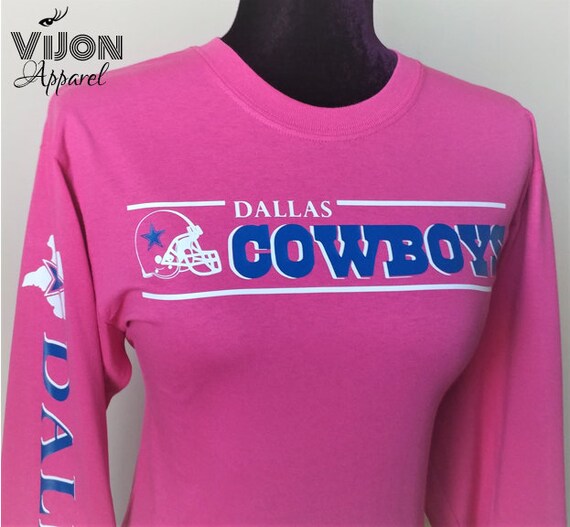 Long Sleeve Cowboys Breast Cancer Awareness Tee Etsy
