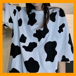 Cow Print T-Shirt - Hand Painted Animal Design - Perfect for Cow Lovers