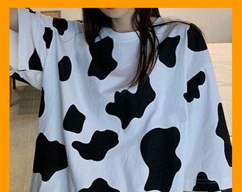 Hand-Painted Cow Print T-Shirt – Animal Lover Fashion