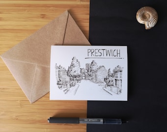 Prestwich Skyline Greetings Card (smaller)