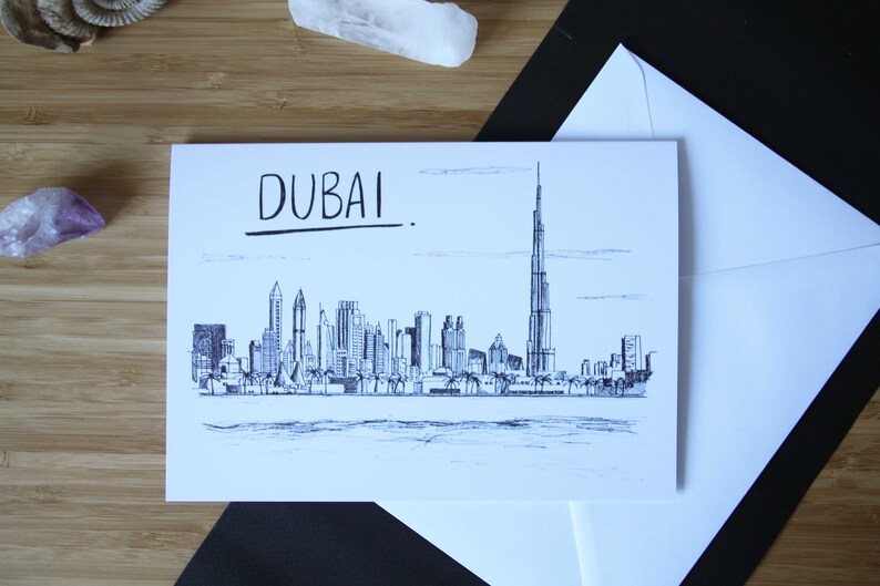 MUST GO Dubai Skyline Greetings Card Etsy