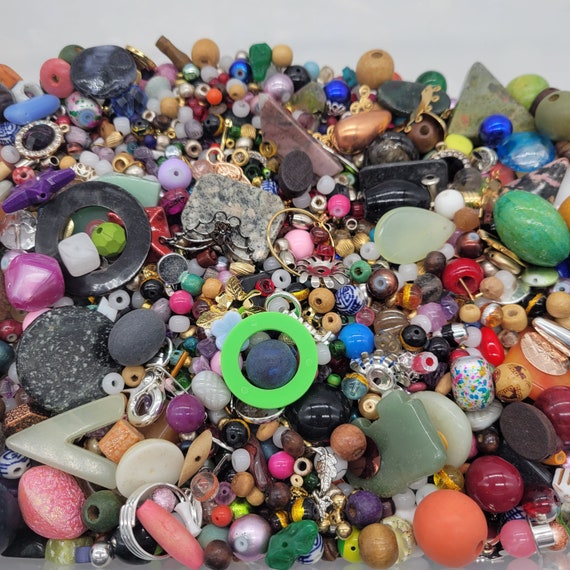 1/2 Lb Assorted Beads and Findings, Destash Beads for Jewelry