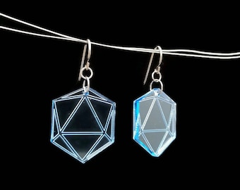 Blue Dice Earrings Dangle, dnd Earrings for her, Gamer Jewelry, Dungeon Master Gift, RPG Accessories, Mothers Day Gift, Gamer Mom, Mom Gift