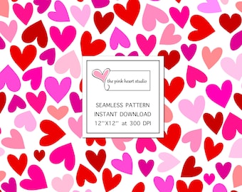 Carta digitale per San Valentino con cuori rosa. Modelli senza cuciture per tessuto o da incartare con cuori