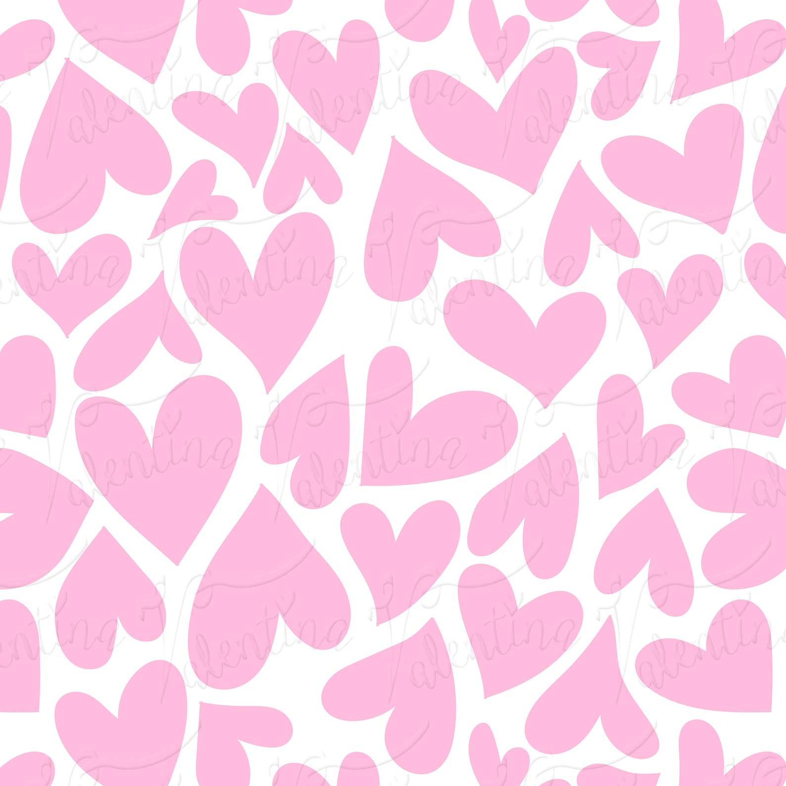 Pink Hearts Valentine's Day Digital Paper. Seamless Patterns for Fabric ...