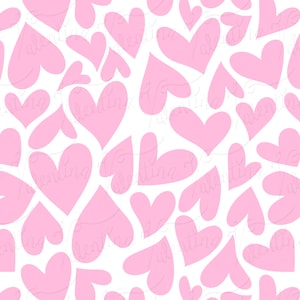 Pink Hearts Valentine's Day Digital Paper. Seamless Patterns for Fabric ...