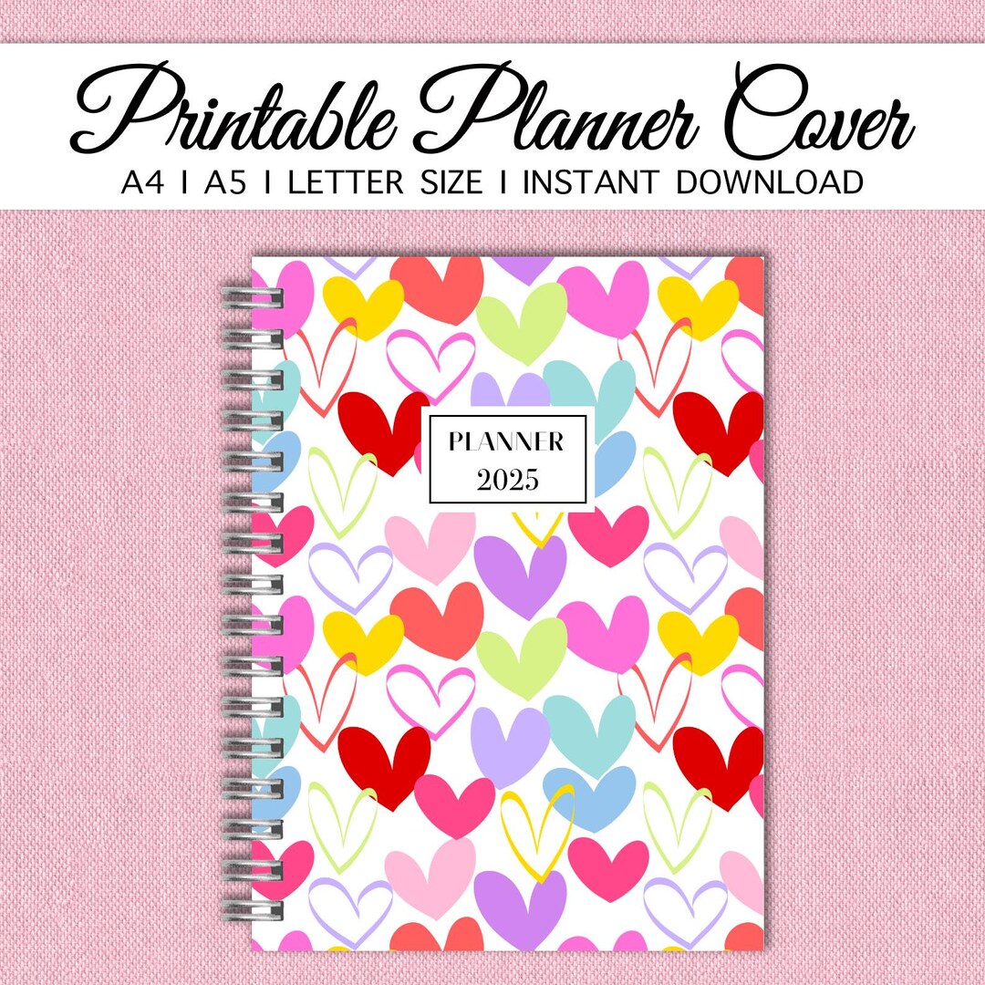 Printable 2025 Planner Cover | Planner Dashboard | Hearts Planner Cover ...