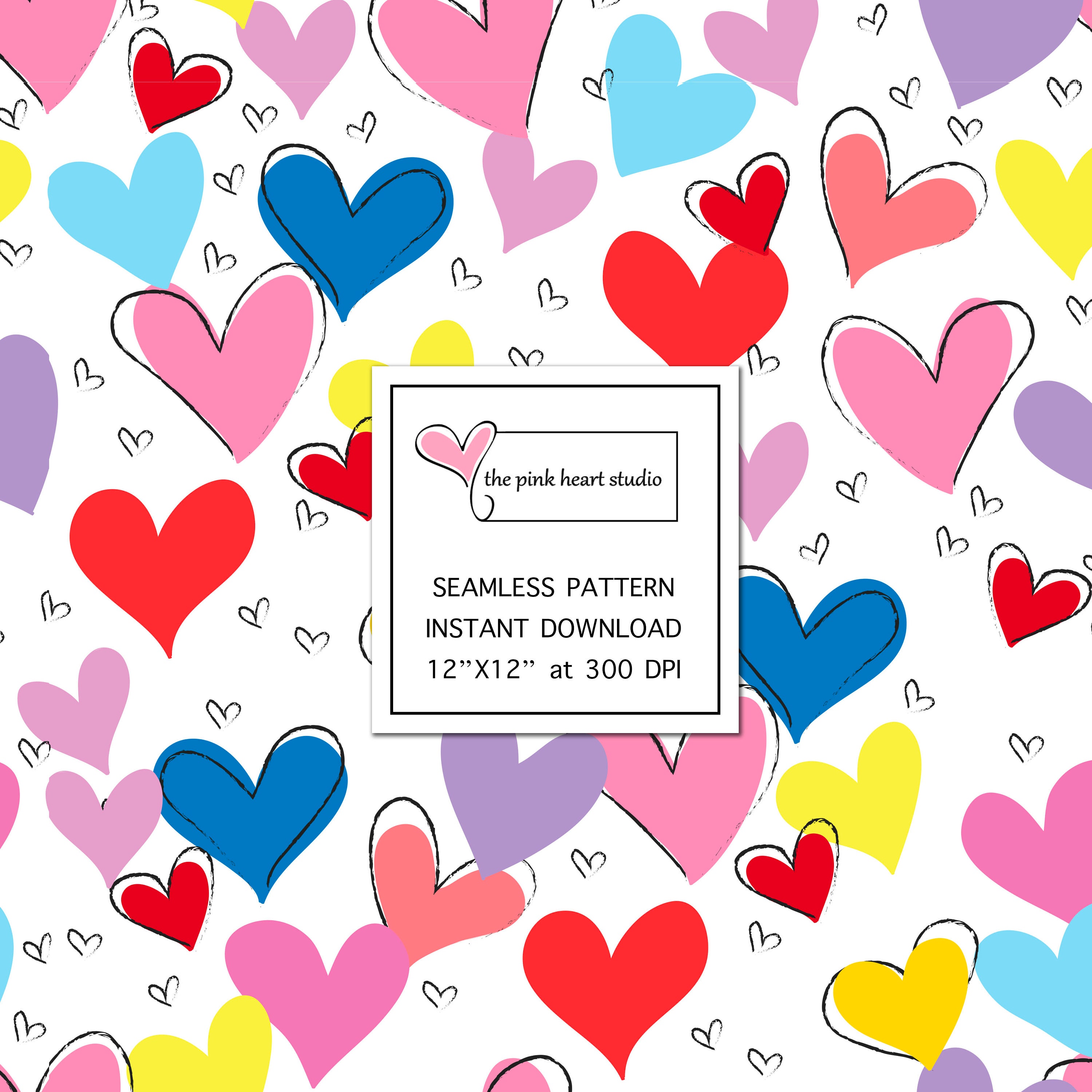 VALENTINES DAY HEARTS, Cute Adorable Heart Seamless Repeat Pattern for ...