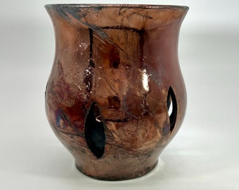 Raku Pot Decorated with Metallic Glazes