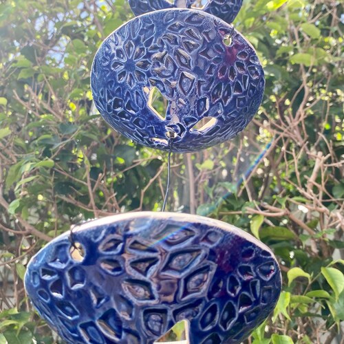 Stoneware Rain Chain shops Blue Glaze