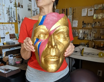 David Bowie Skulptur Gipsmaske, Ziggy Stardust Wandkunst