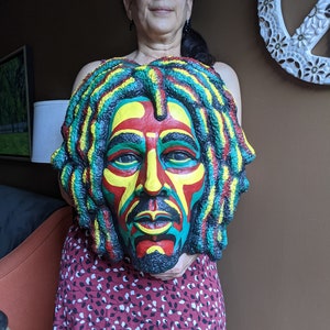 Celebrity Wall Art Bob Marley Sculpture Reggae Icon,African Mask, Reggae Musician, Rastafarian, Reggae  Musician, Jamaican Icon, One Love