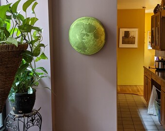 Glow in the Dark Moon Skulptur, Wandkunst, Astronomie Geschenk