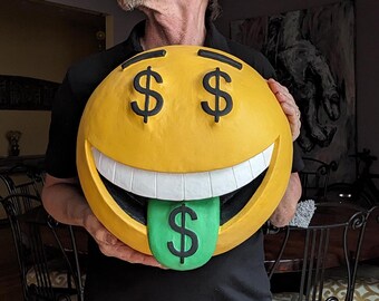 Emoji Geld Gesicht Skulptur Wand Kunst FINance Geschenk Humorvoll Hand Made Wall Street Cash