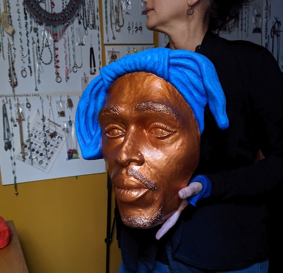 Tupac Shakur Sculpture, Faux Stone Wall Art, Hip Hop Decor