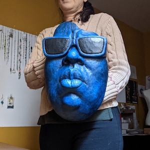 Scultura Biggie Smalls, Notorious B.I.G, Arte della parete di celebrità, Rapper, Arte hip hop, Arazzi, Scultura del viso in pietra, Scultura del viso