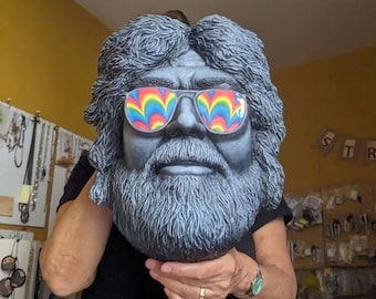 Handgemachte Jerry Garcia Steinskulptur, Psychedelic Shades Wandkunst